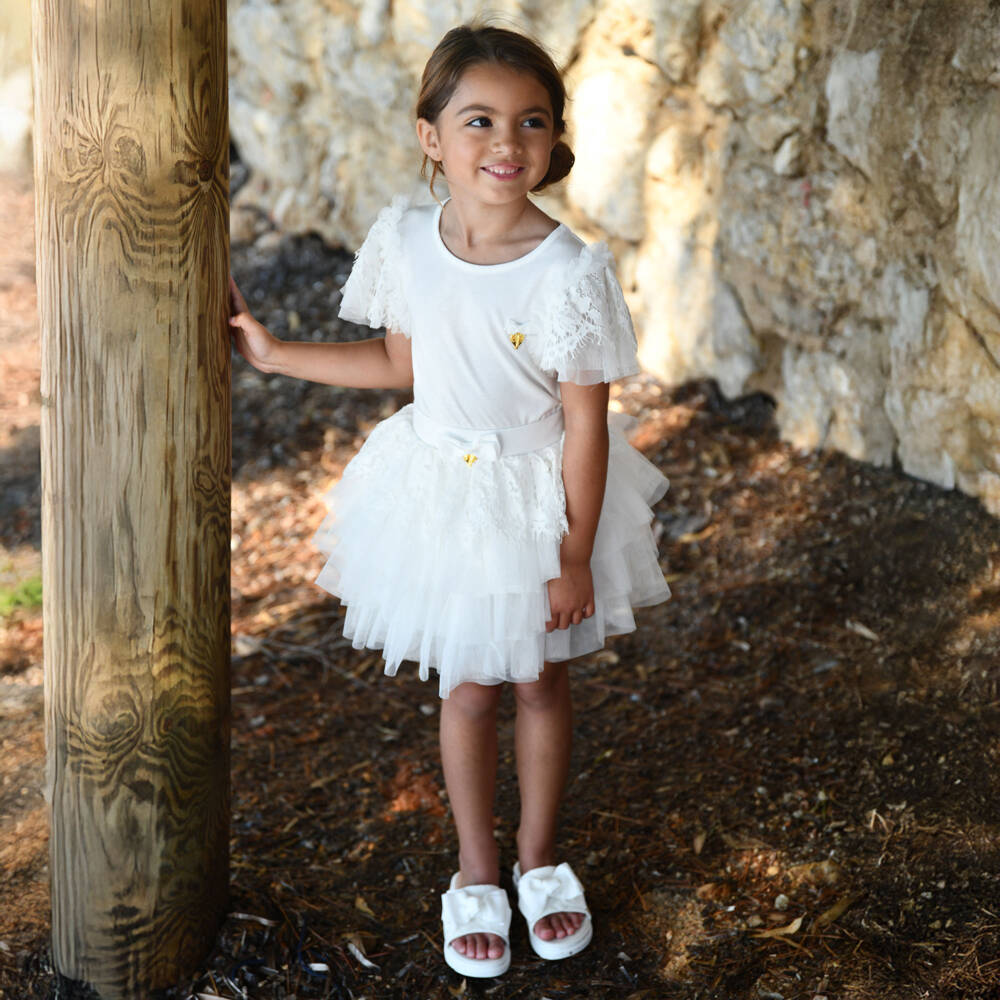 Angel's Face-Girls Off-White Lace & Tulle Skirt | Childrensalon Outlet