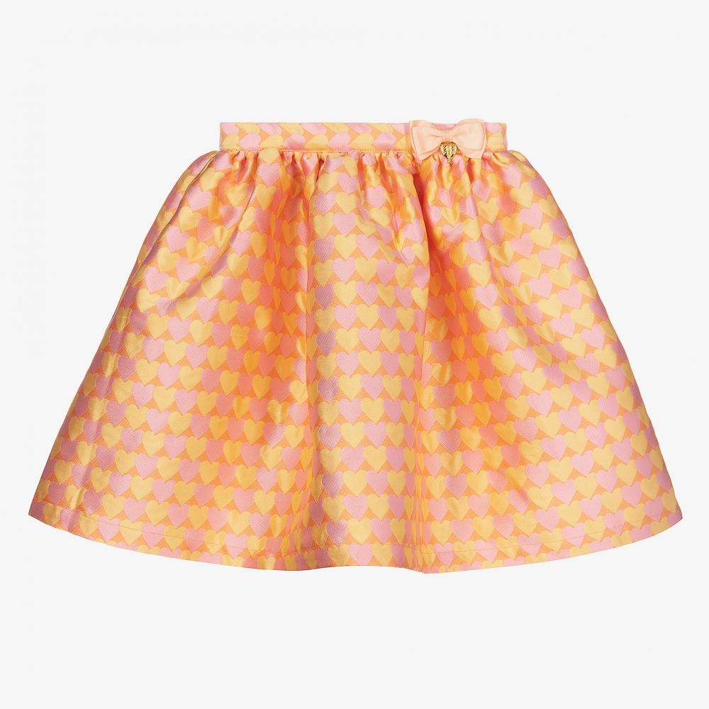 Angel's Face - Girls Orange Jacquard Skirt  | Childrensalon