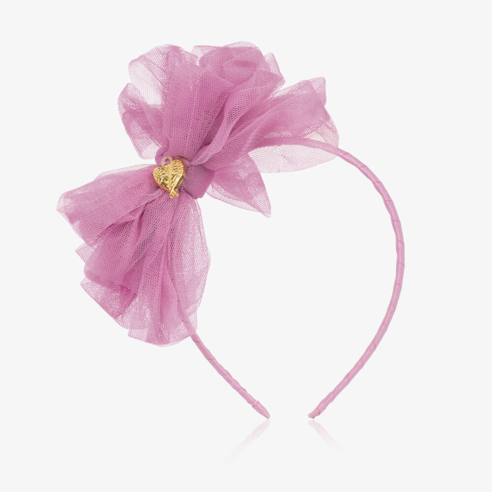 Angel's Face-Girls Orchid Lilac Tulle Bow Headband | Childrensalon Outlet