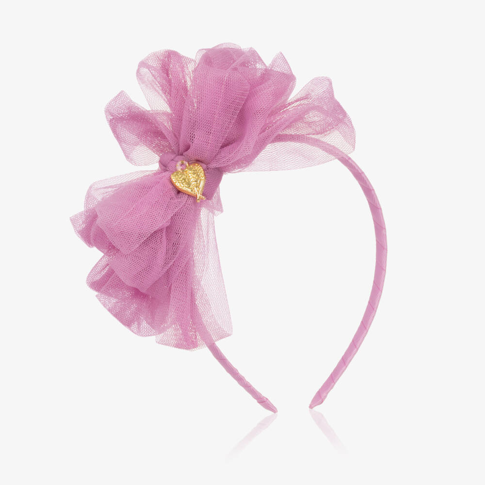 Angel's Face-Girls Orchid Lilac Tulle Bow Headband | Childrensalon Outlet