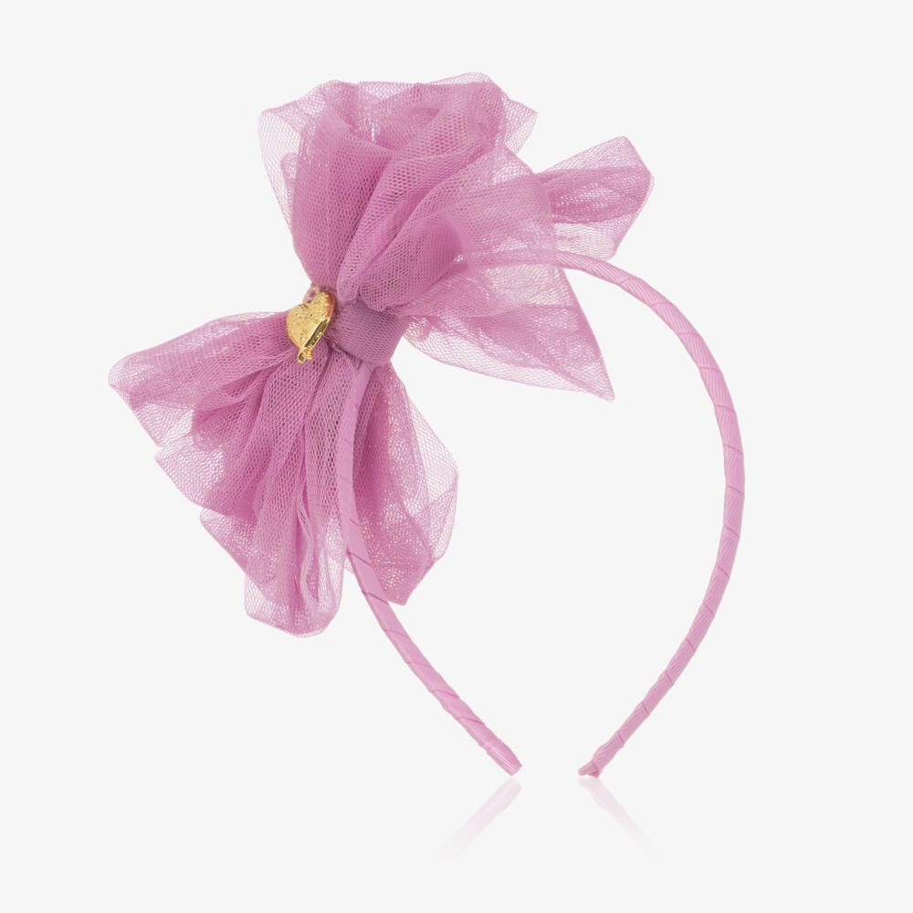 Angel's Face-Girls Orchid Lilac Tulle Bow Headband | Childrensalon Outlet