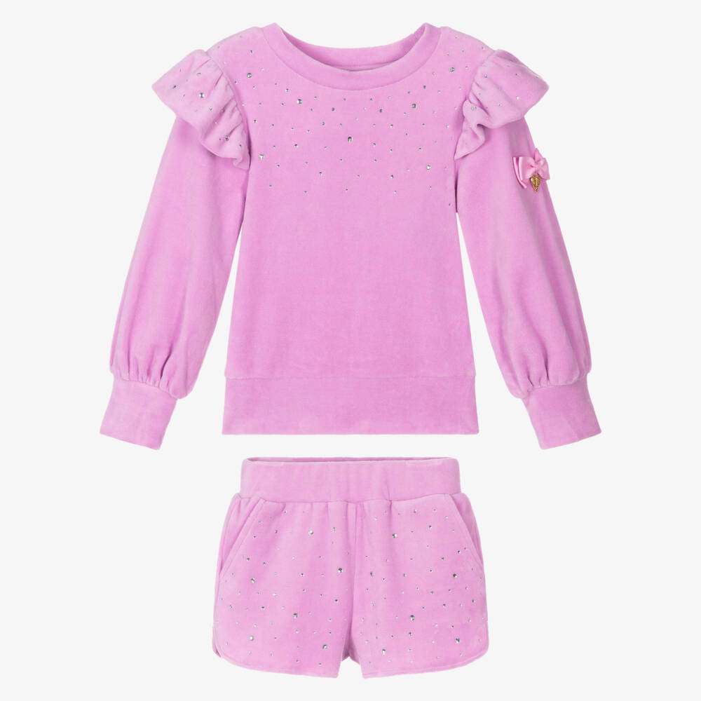 Angel's Face-Girls Orchid Velour Set with Crystals | Childrensalon Outlet