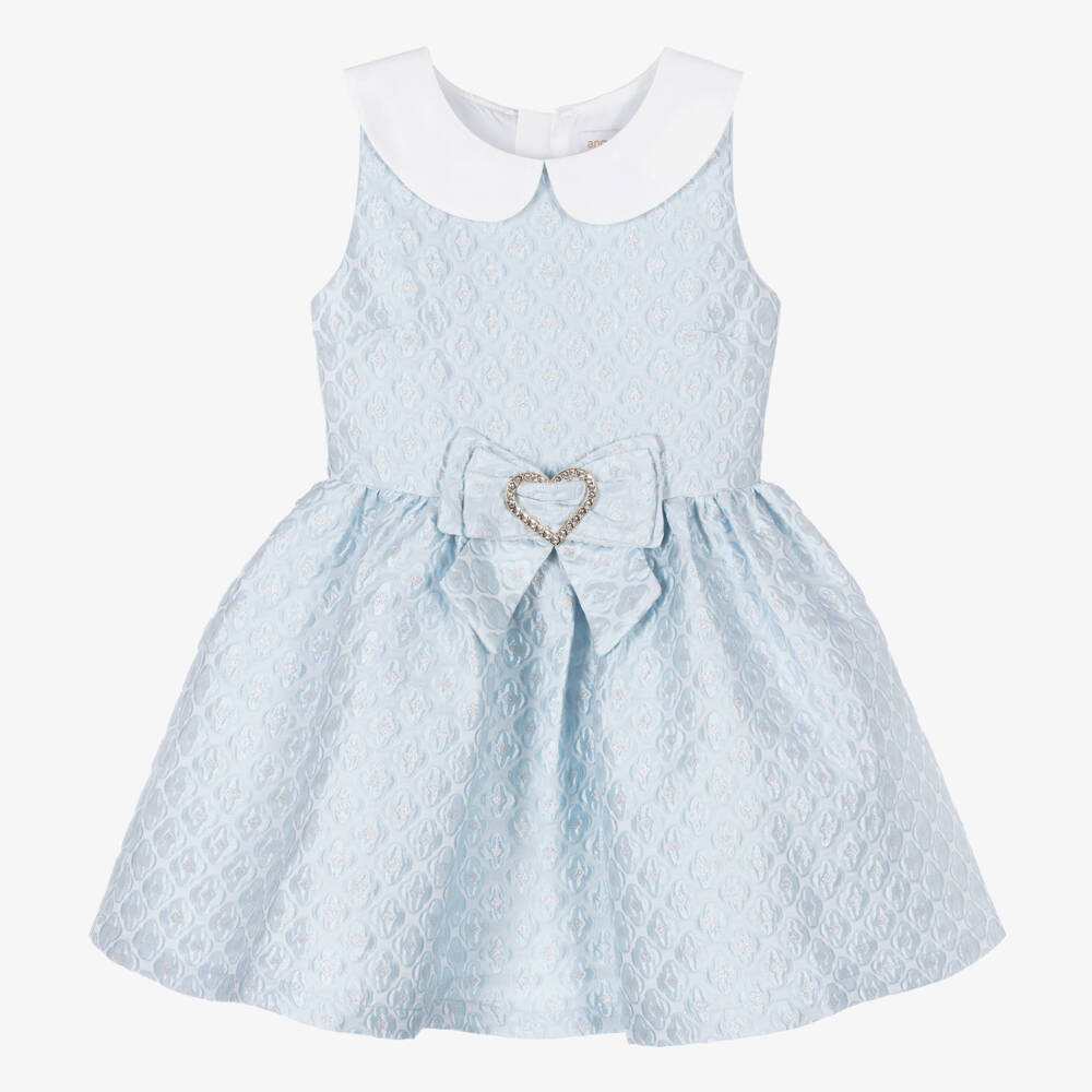 Angel's Face-Голубое платье из парчи с цветочным узором | Childrensalon Outlet