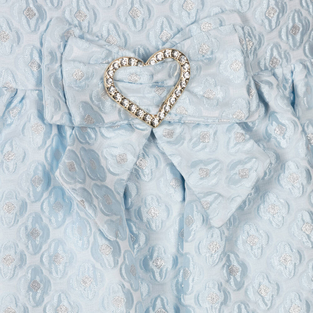 Angel's Face-Голубое платье из парчи с цветочным узором | Childrensalon Outlet