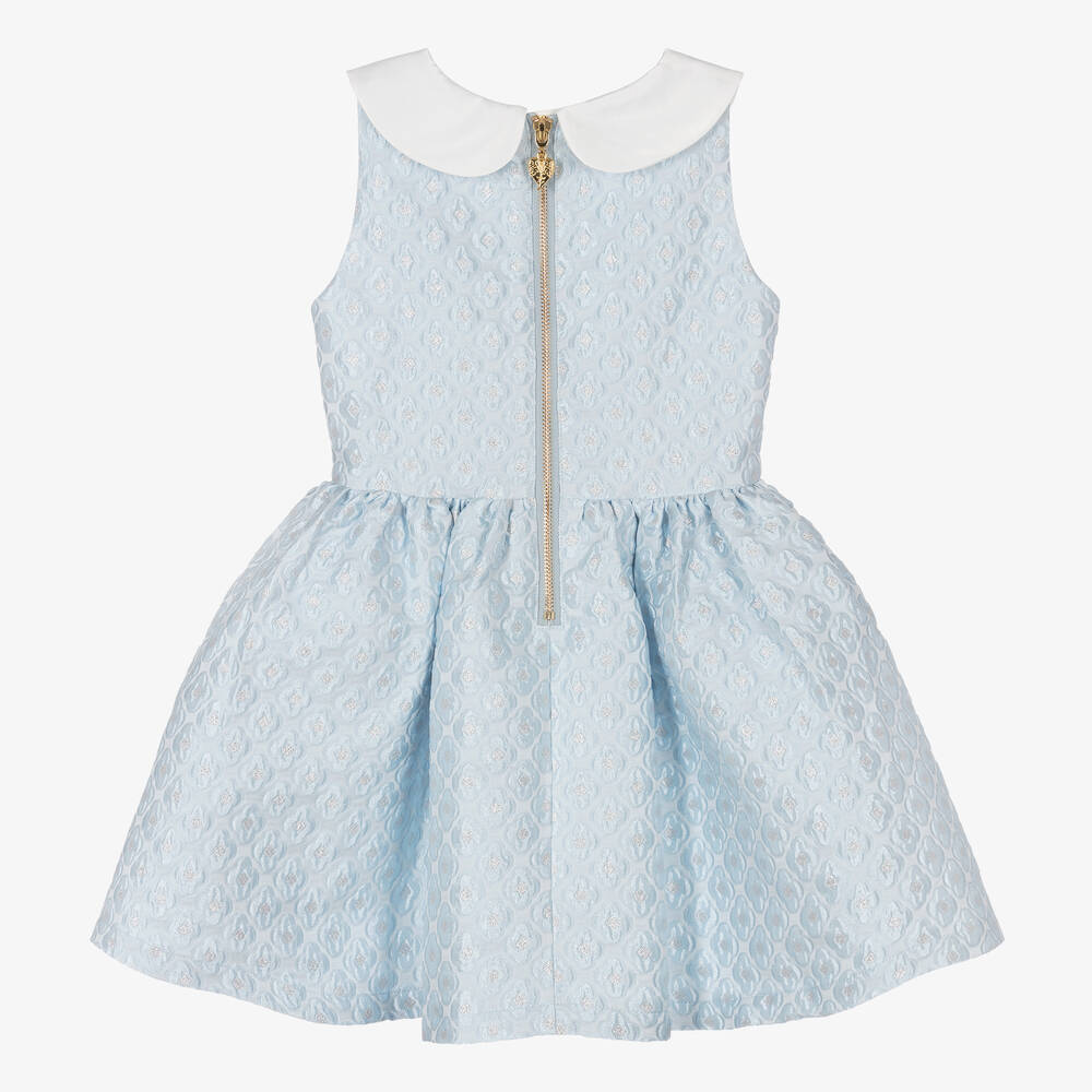 Angel's Face-Голубое платье из парчи с цветочным узором | Childrensalon Outlet