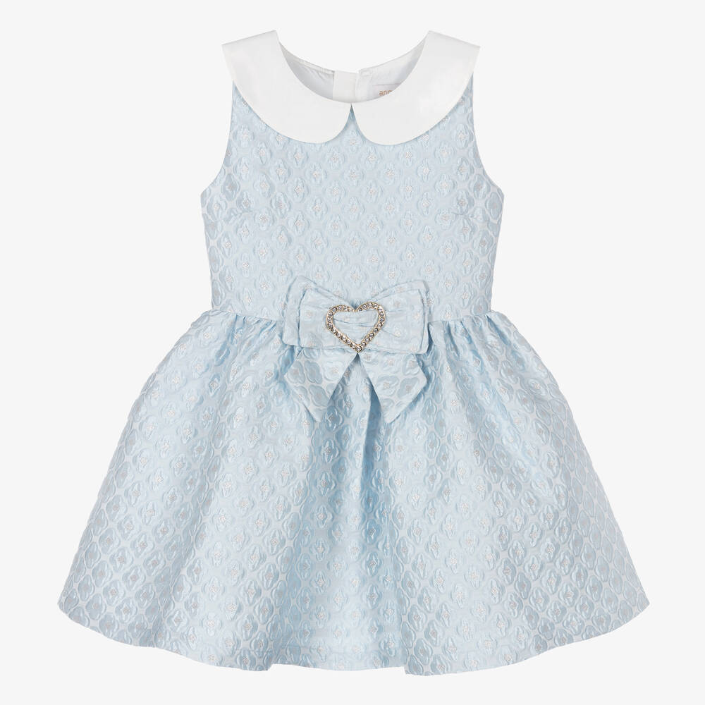 Angel's Face - Girls Pale Blue Floral Brocade Dress  | Childrensalon