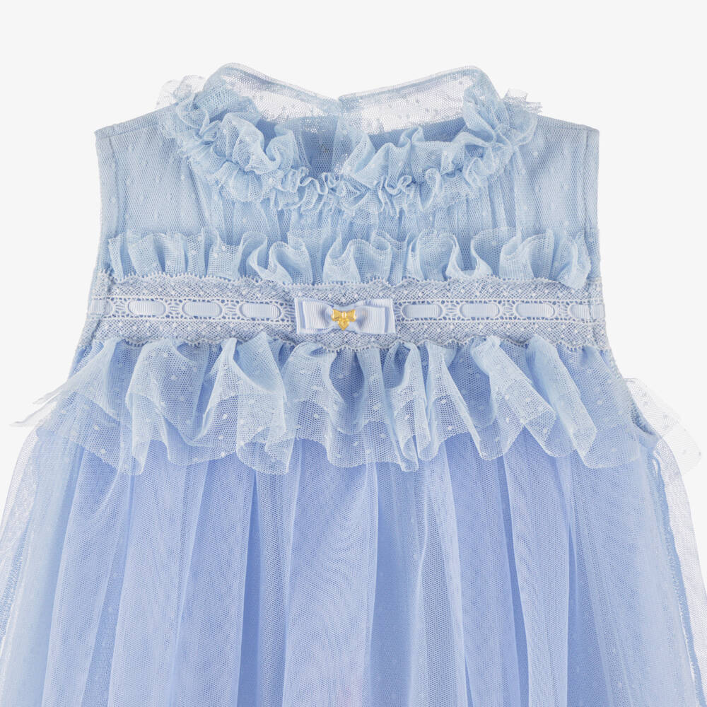 Angel's Face-Синее платье из тюля с цветочным узором для девочек | Childrensalon Outlet