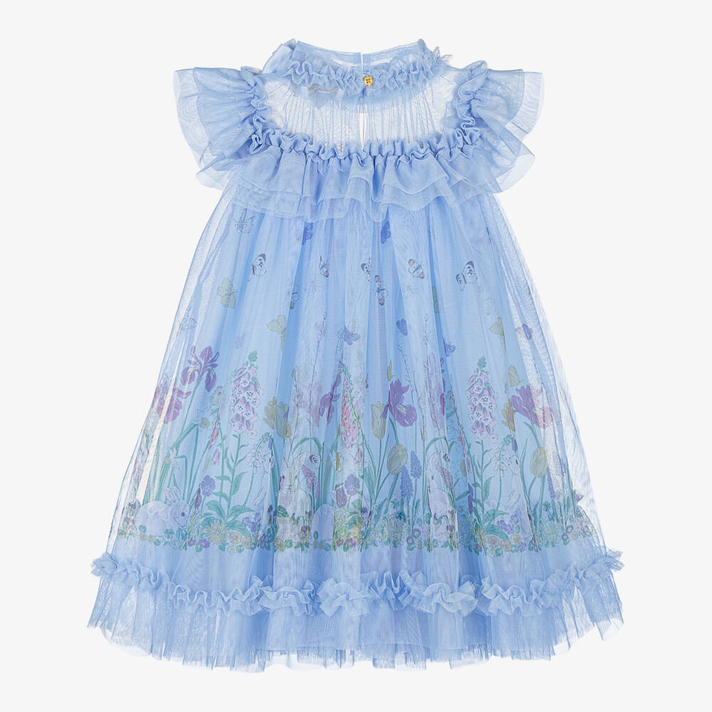Angel's Face-Платье из голубого тюля с зайчиком для девочек | Childrensalon Outlet