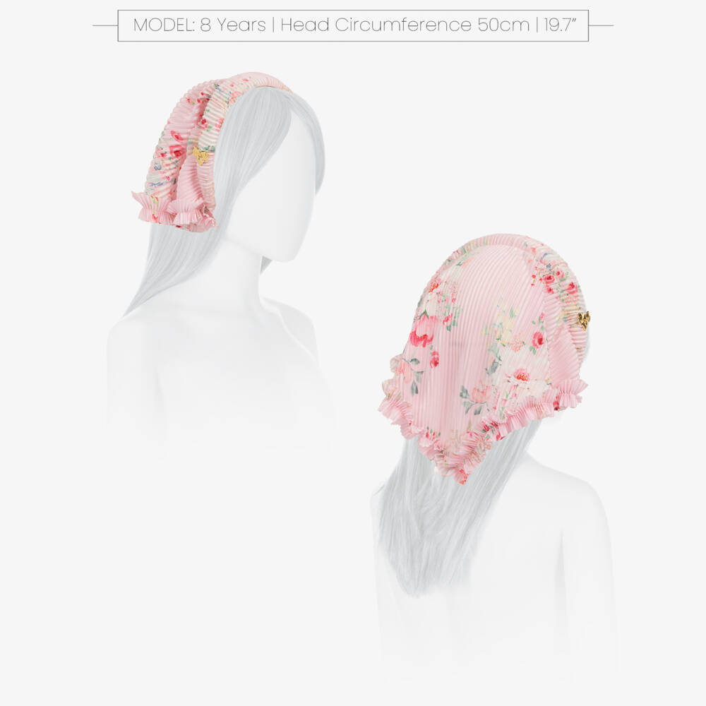 Angel's Face-Girls Pale Pink Floral Hairband with Pleated Headscarf | Childrensalon Outlet