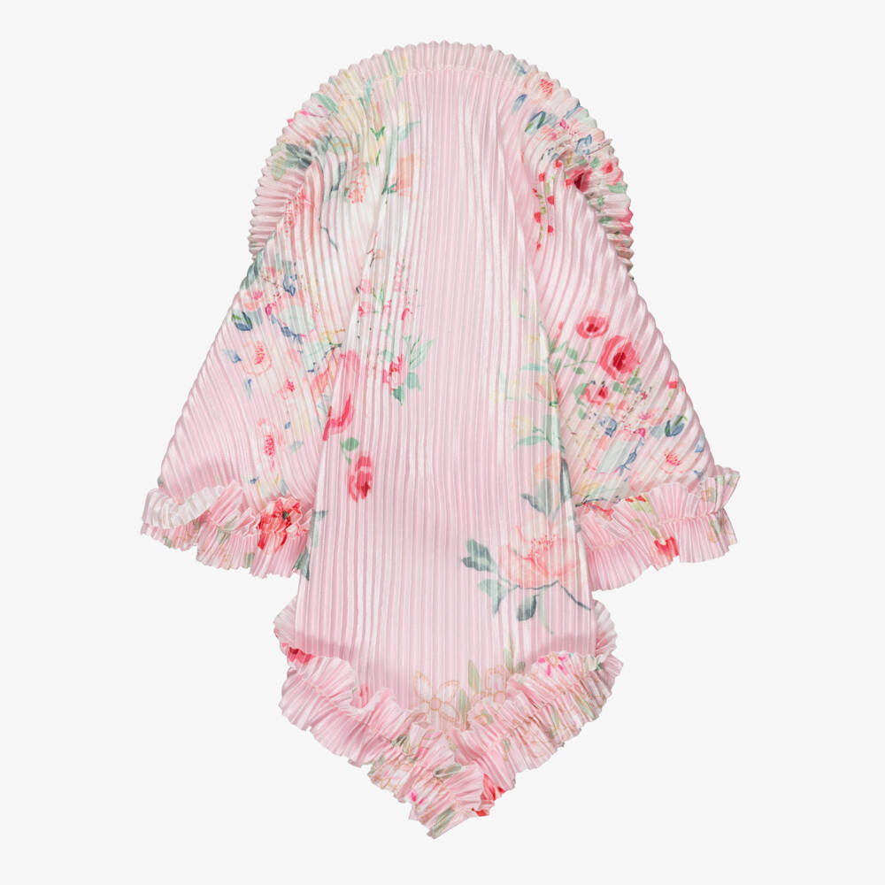 Angel's Face-Girls Pale Pink Floral Hairband with Pleated Headscarf | Childrensalon Outlet