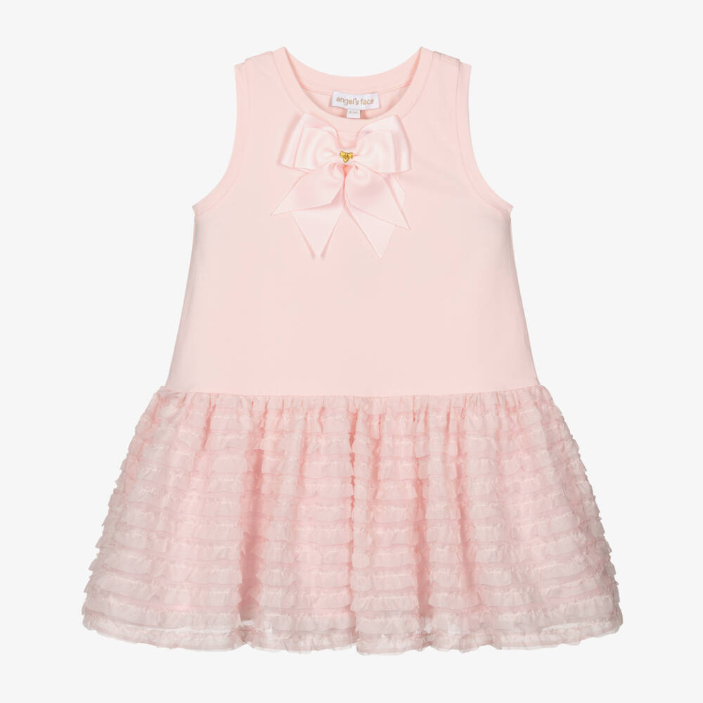 Angel's Face-Girls Pale Pink Jersey & Chiffon Ruffle Dress | Childrensalon Outlet
