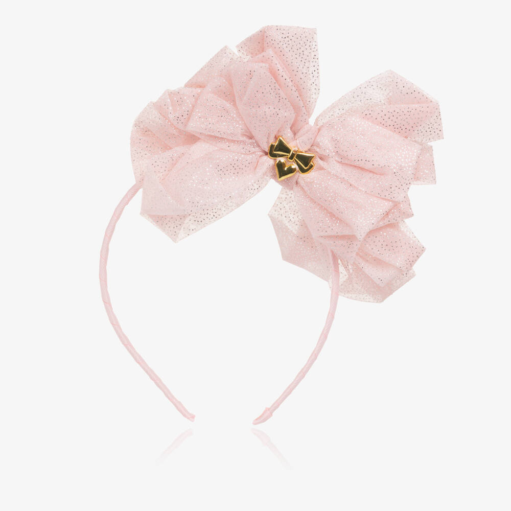 Angel's Face-Girls Pale Pink Tulle Bow Hairband | Childrensalon Outlet