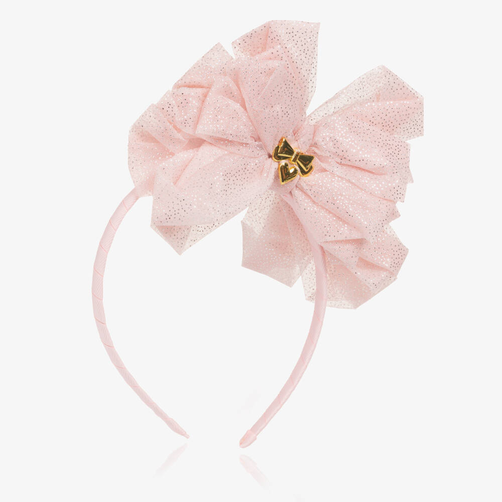 Angel's Face-Girls Pale Pink Tulle Bow Hairband | Childrensalon Outlet