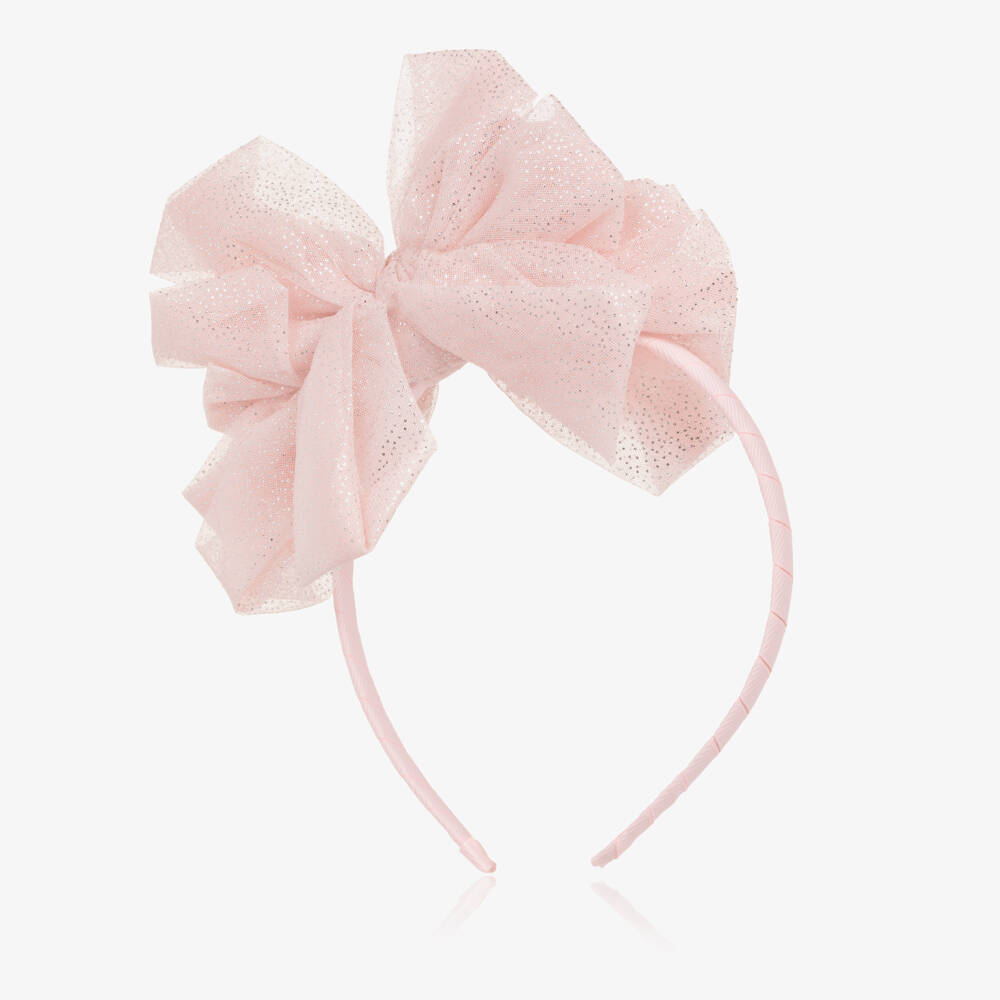 Angel's Face-Girls Pale Pink Tulle Bow Hairband | Childrensalon Outlet