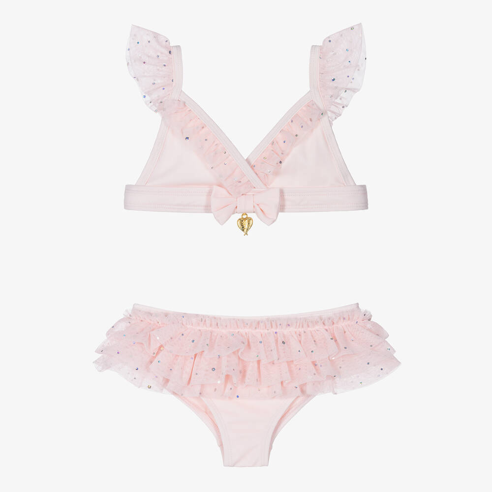Angel's Face-Girls Pale Pink Tulle Frill Bikini (UPF50+) | Childrensalon Outlet