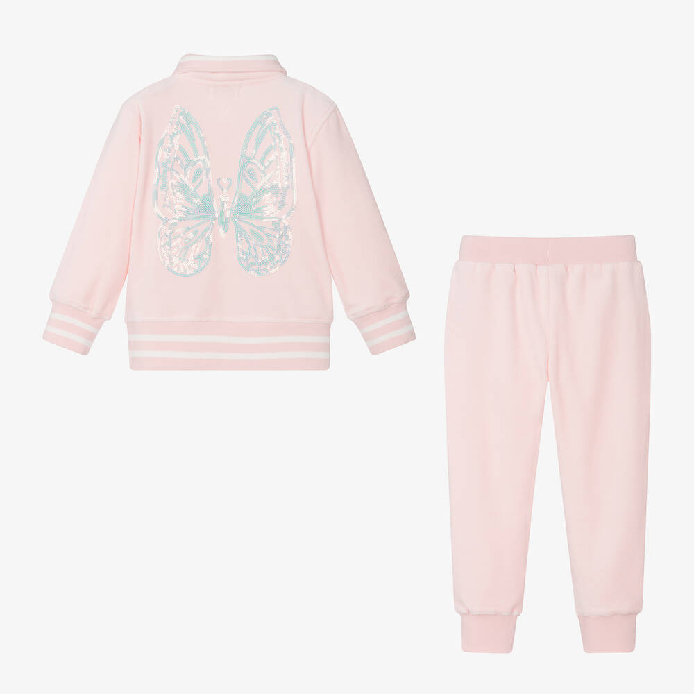 Angel's Face-بدلة رياضية قطن قطيفة لون زهري فاتح للبنات | Childrensalon Outlet