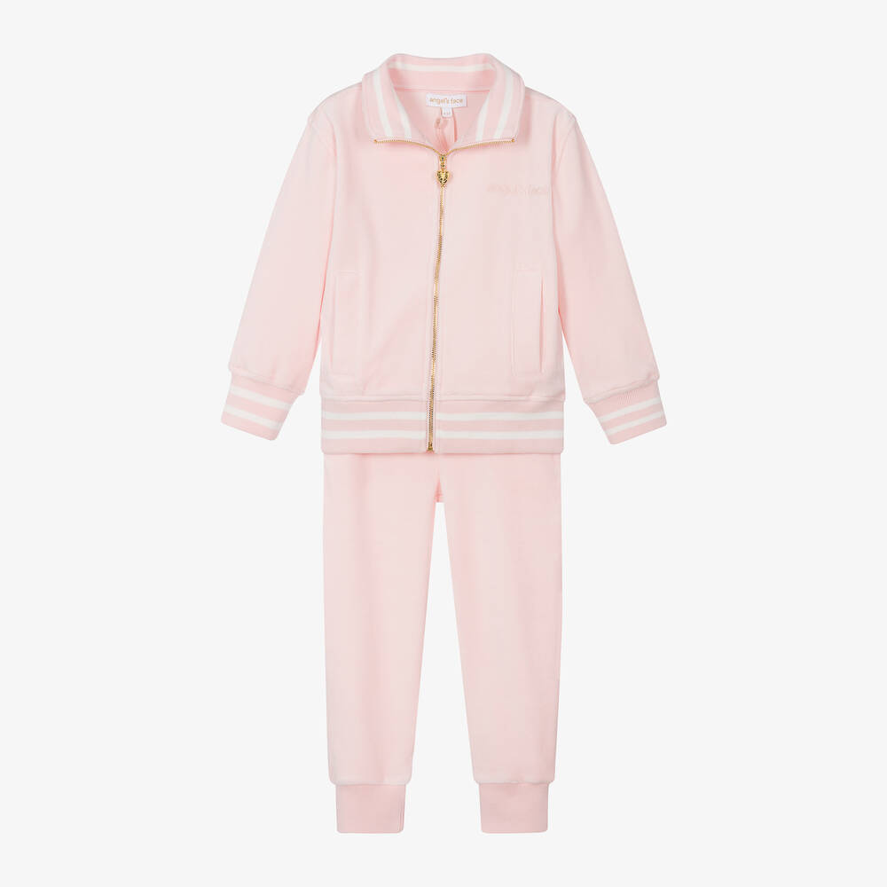 Angel's Face-Girls Pale Pink Velour Tracksuit | Childrensalon Outlet
