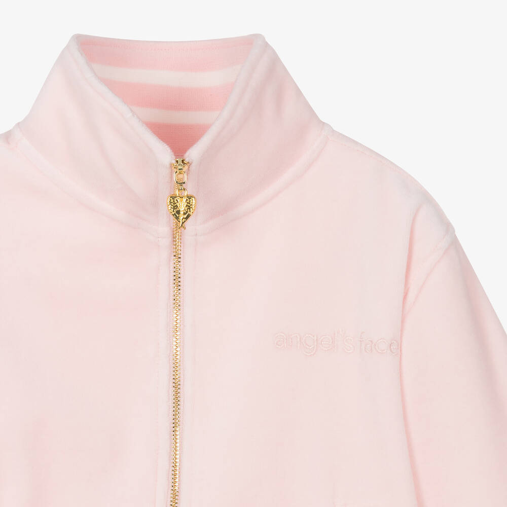 Angel's Face-بدلة رياضية قطن قطيفة لون زهري فاتح للبنات | Childrensalon Outlet