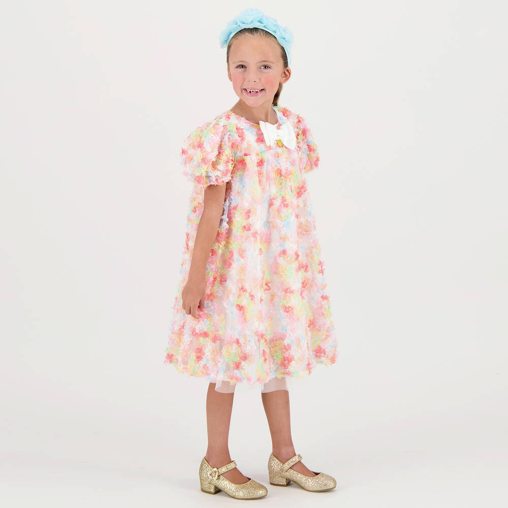 Angel's Face-Girls Pastel Pink Tulle Puff Sleeve Dress | Childrensalon Outlet