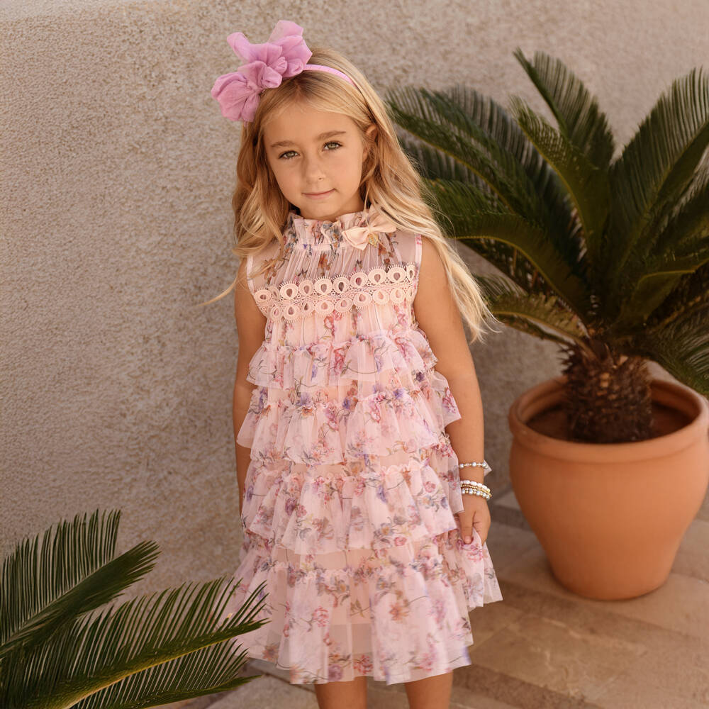 Angel's Face-Girls Peach Blossom Tulle Frock | Childrensalon Outlet