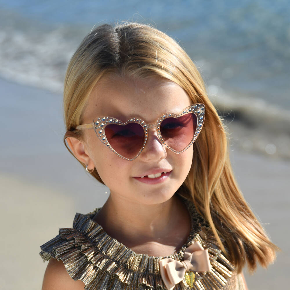 Angel's Face-Girls Peach Heart Sparkle Shades | Childrensalon Outlet
