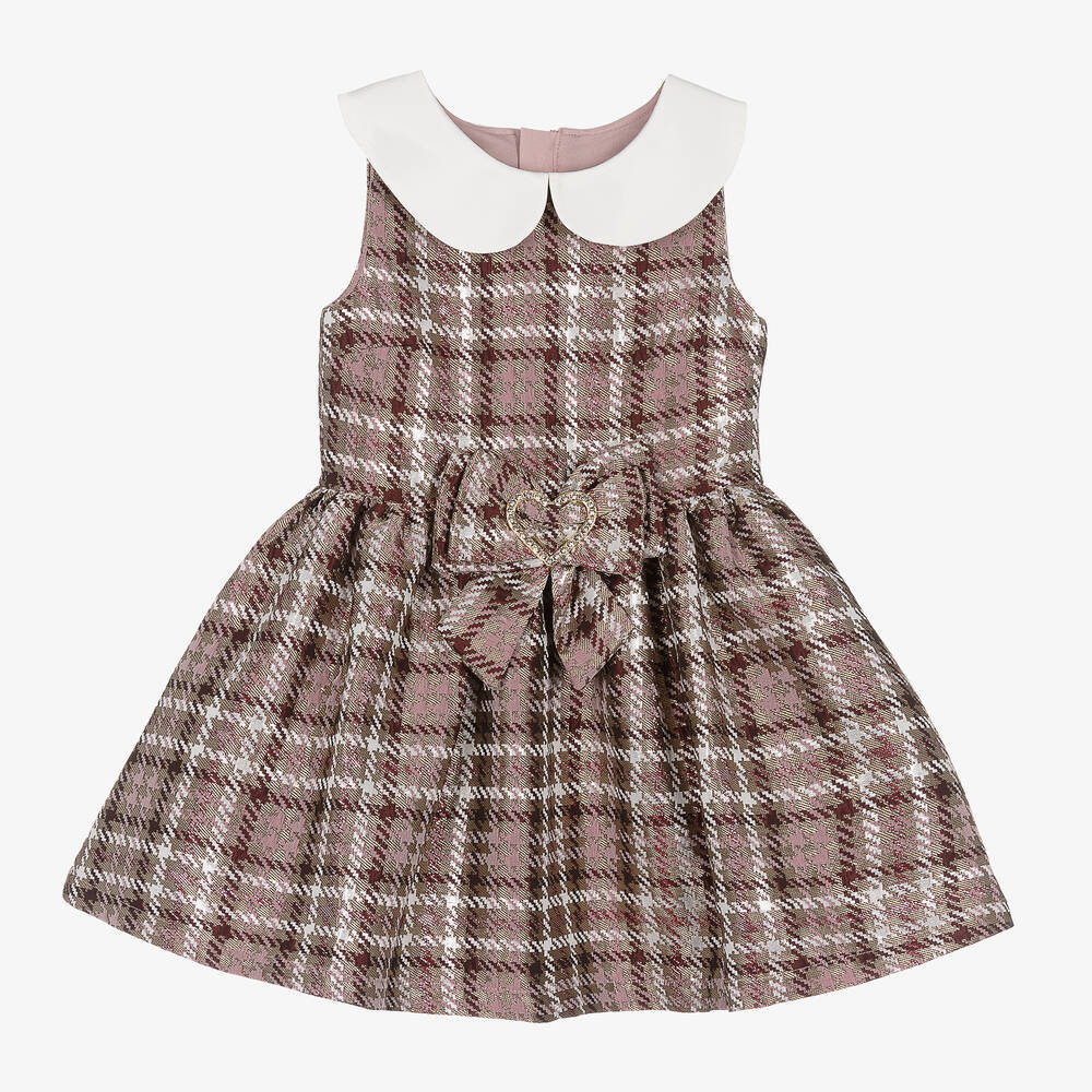 Angel's Face - Girls Pink & Beige Houndstooth Dress | Childrensalon