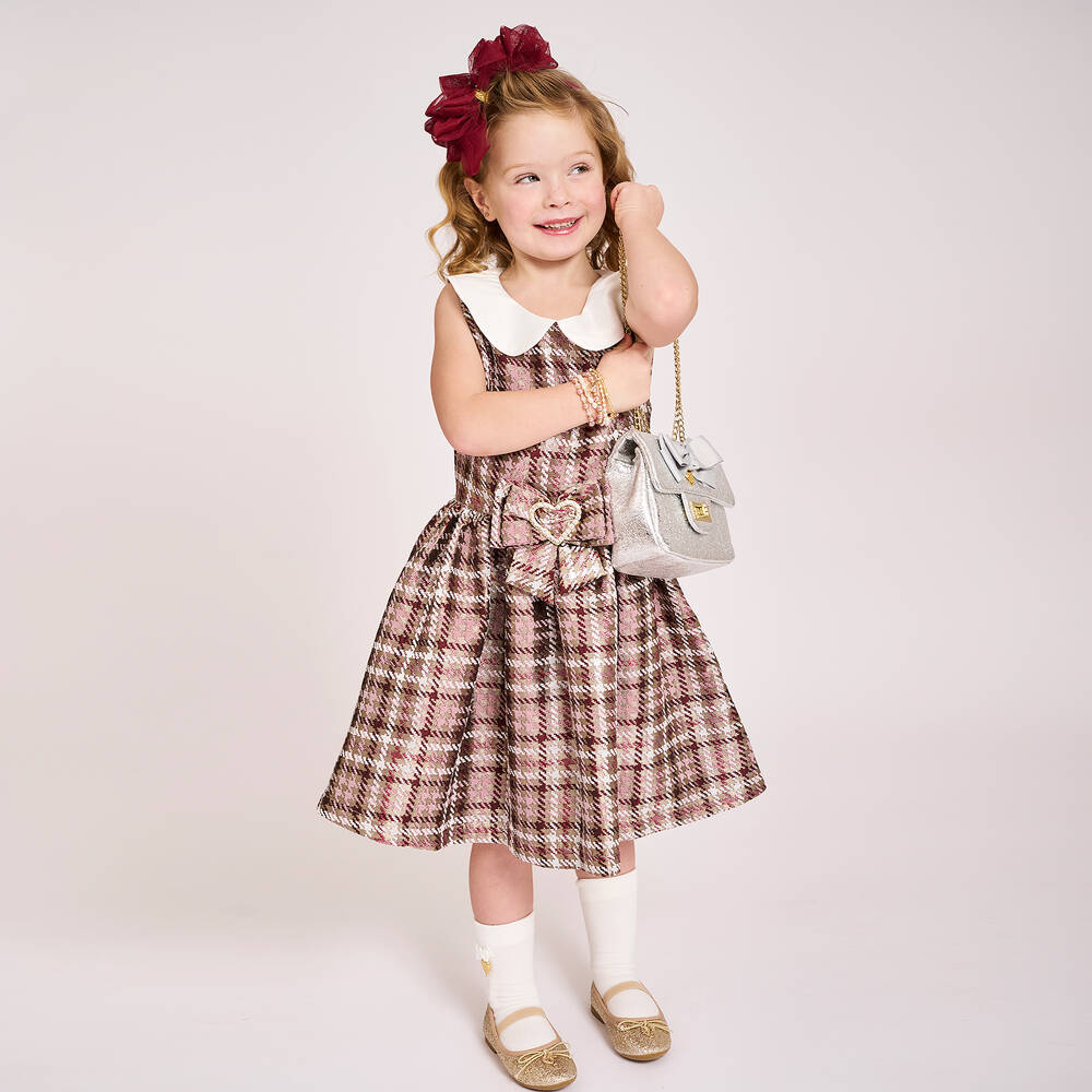 Angel's Face-Girls Pink & Beige Houndstooth Dress | Childrensalon Outlet