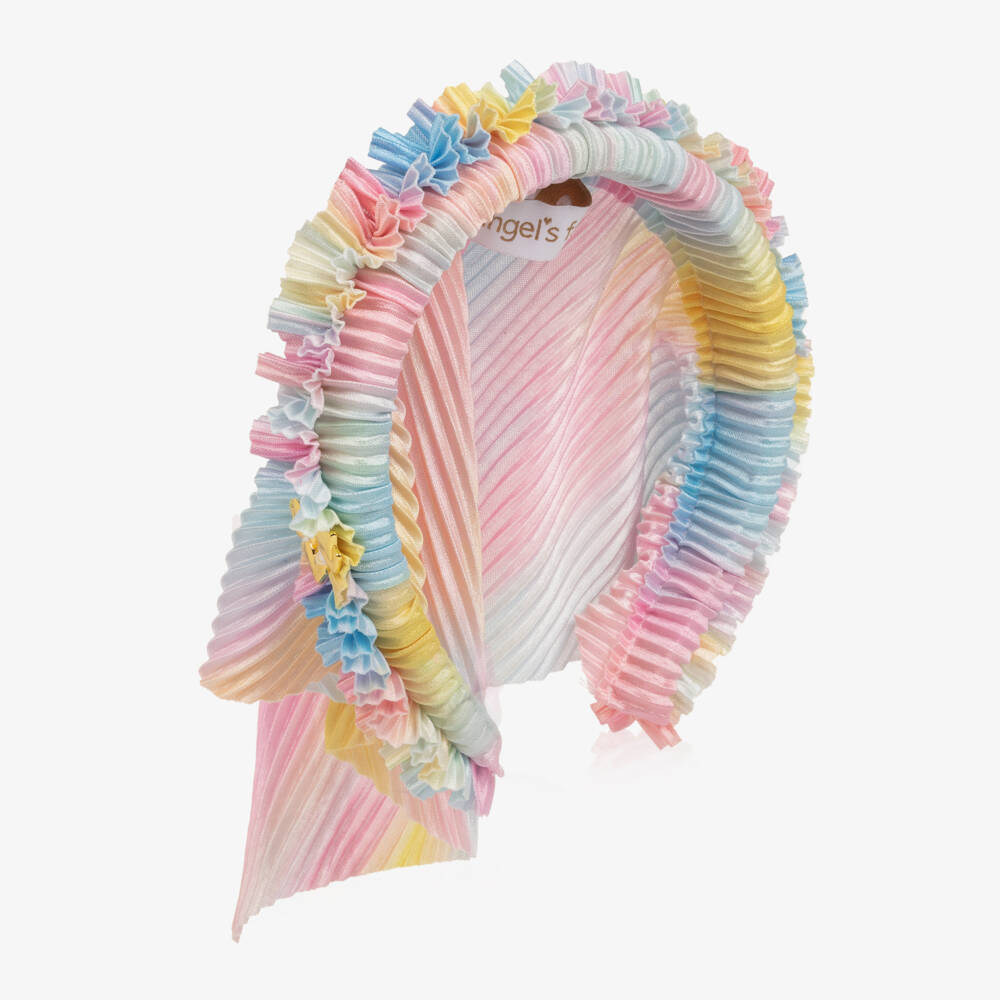 Angel's Face-Girls Pink Blue & Yellow Hairband with Pleated Headscarf | Childrensalon Outlet