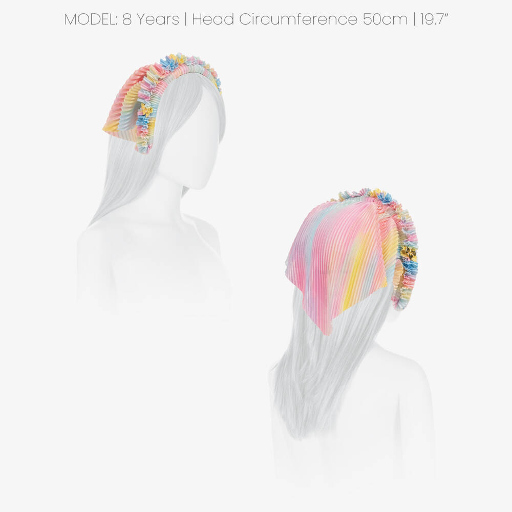 Angel's Face-Girls Pink Blue & Yellow Hairband with Pleated Headscarf | Childrensalon Outlet
