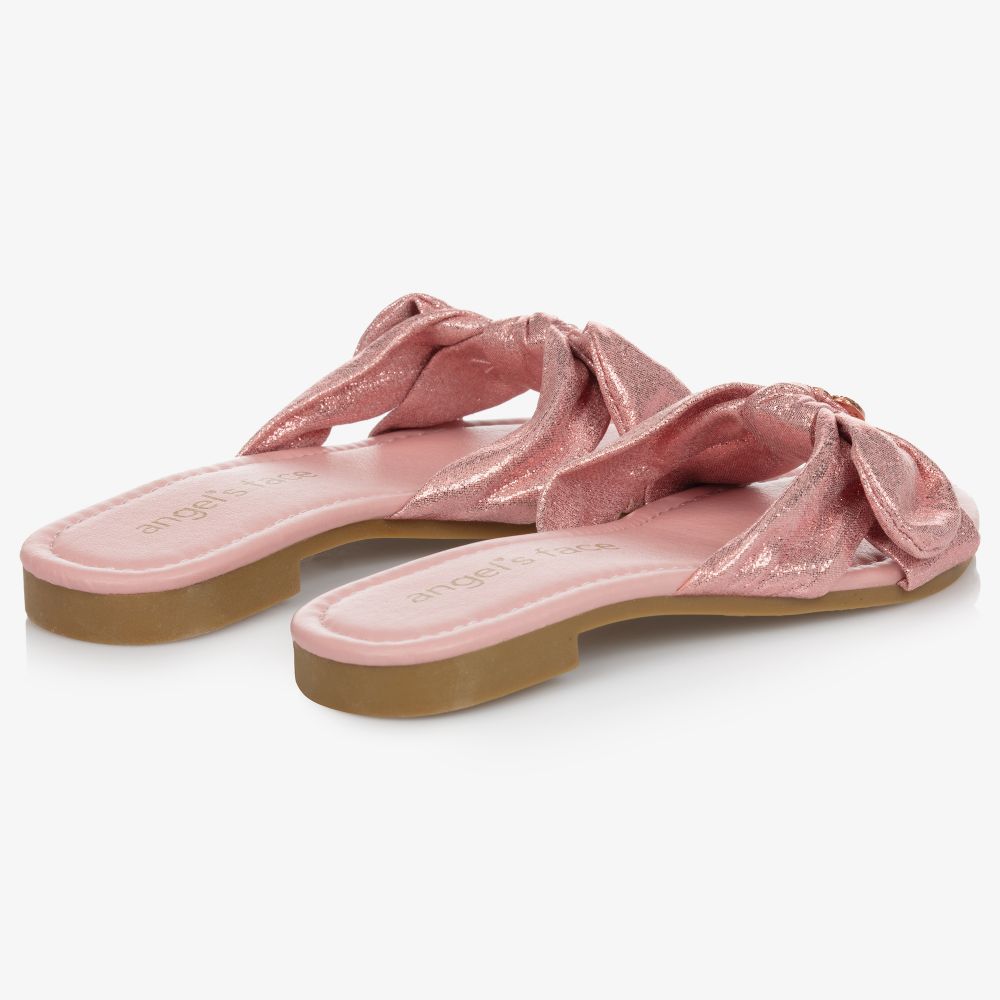 انجلز فيس-شبشب سلايدرز قماش لون زهري للبنات | Childrensalon Outlet