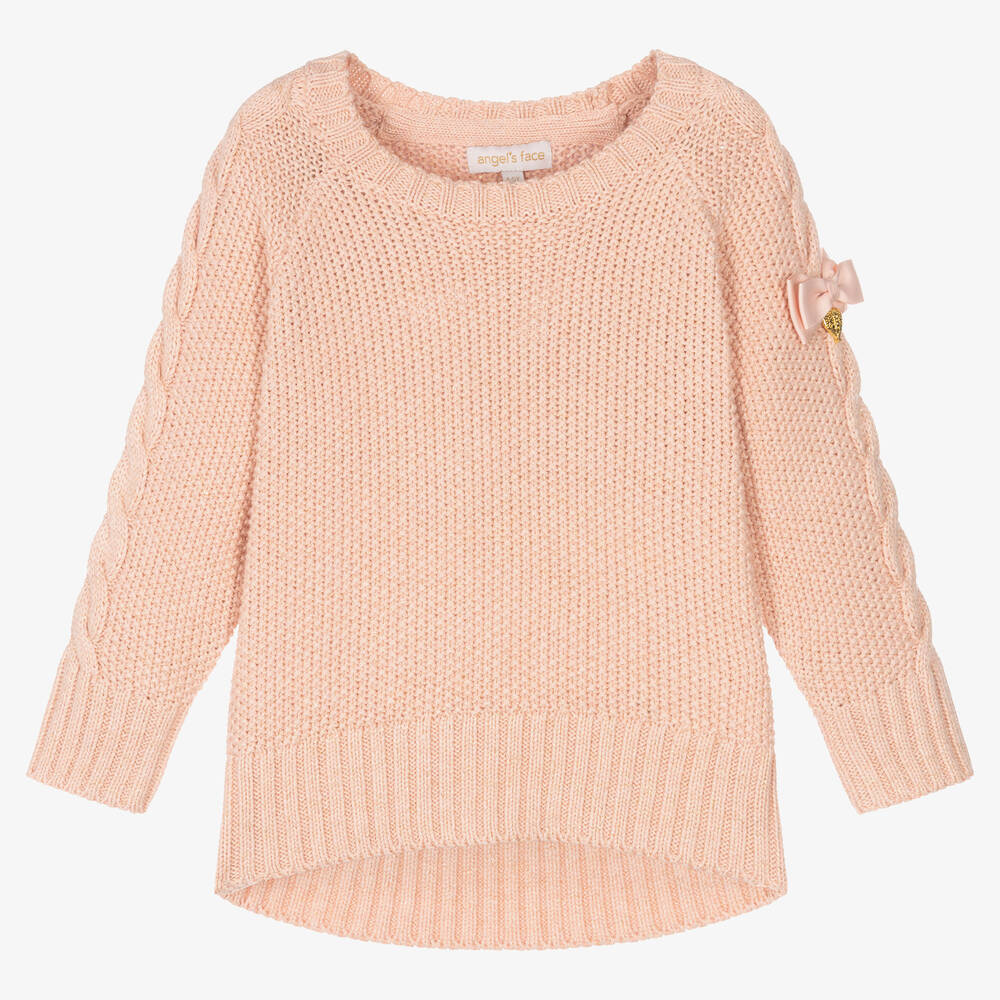 Angel's Face - Girls Pink Bow Sweater | Childrensalon
