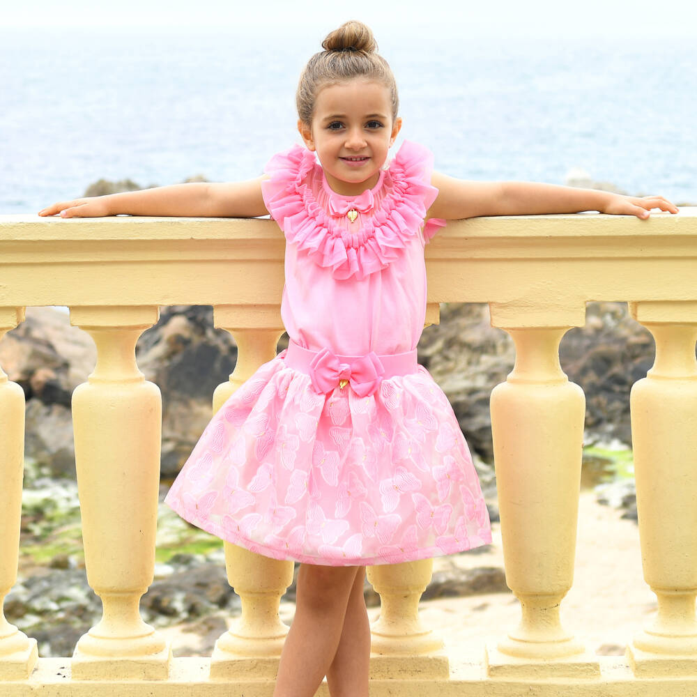 Angel's Face-Girls Pink Butterfly Jacquard Skirt | Childrensalon Outlet