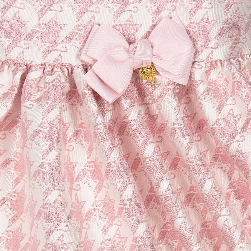 Angel's Face-Розовое жаккардовое платье в гусиную лапку | Childrensalon Outlet