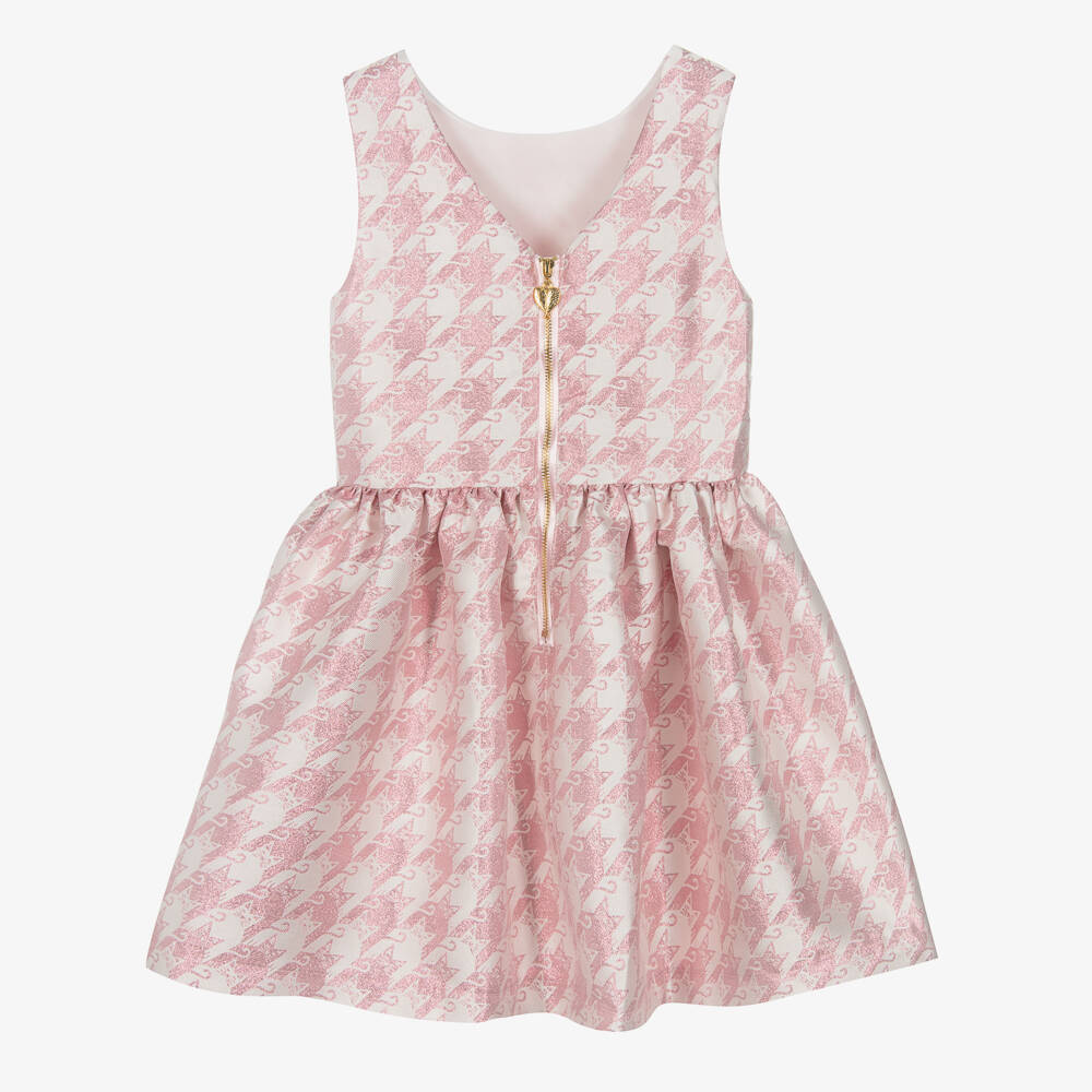 Angel's Face-Розовое жаккардовое платье в гусиную лапку | Childrensalon Outlet