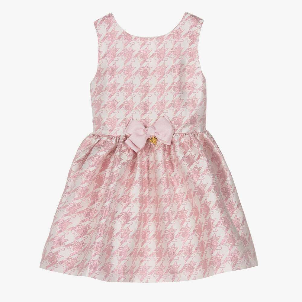 Angel's Face-Розовое жаккардовое платье в гусиную лапку | Childrensalon Outlet