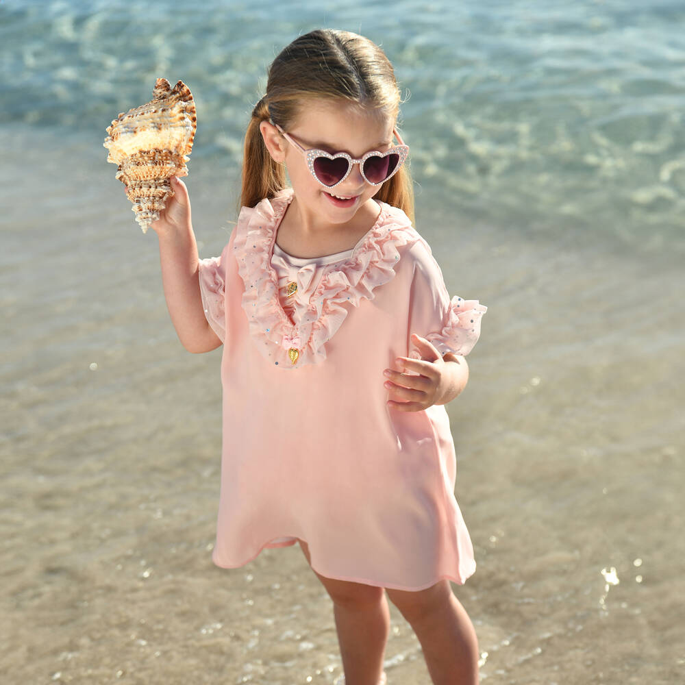 Angel's Face-Girls Pink Chiffon Sequinned Kaftan | Childrensalon Outlet