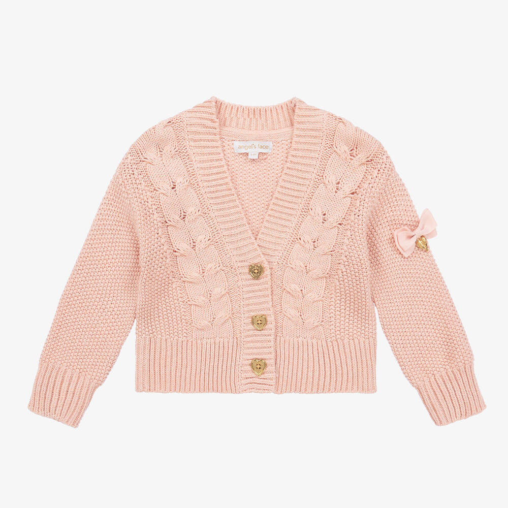 Angel's Face-Girls Pink Cotton Cable Knit Cardigan | Childrensalon Outlet