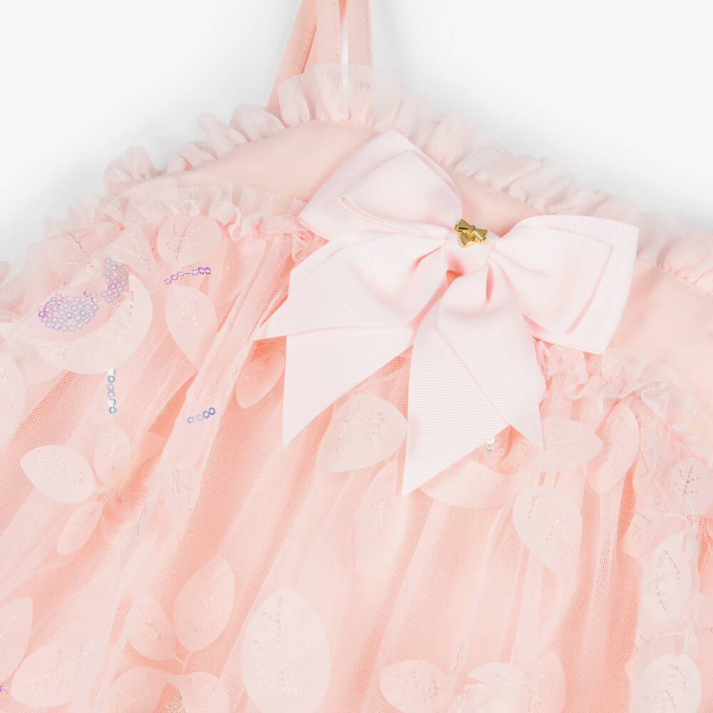 Angel's Face-Платье из розового тюля с пайетками и бантом | Childrensalon Outlet