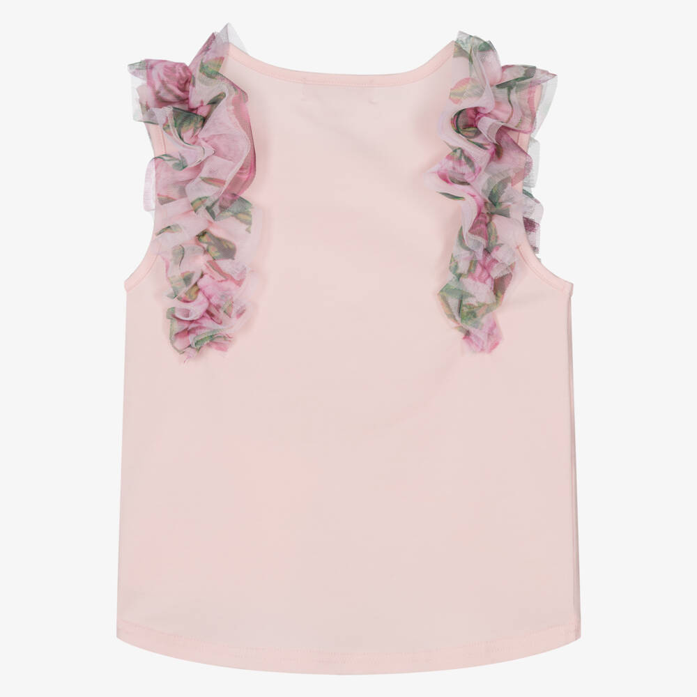 Angel's Face-Girls Pink Cotton Jersey Tulle Ruffle Top | Childrensalon Outlet