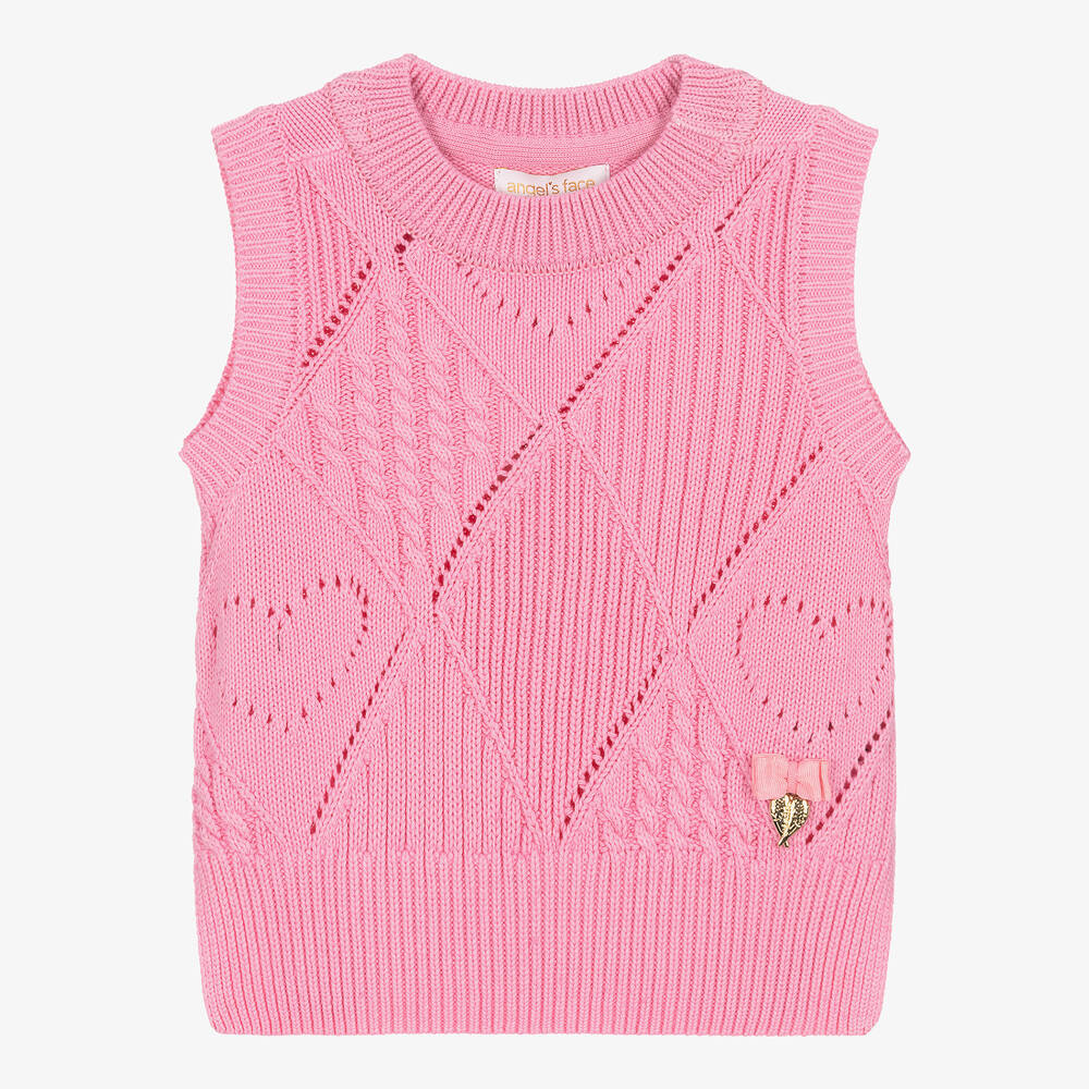 Angel's Face - Girls Pink Cotton Knit Slipover | Childrensalon