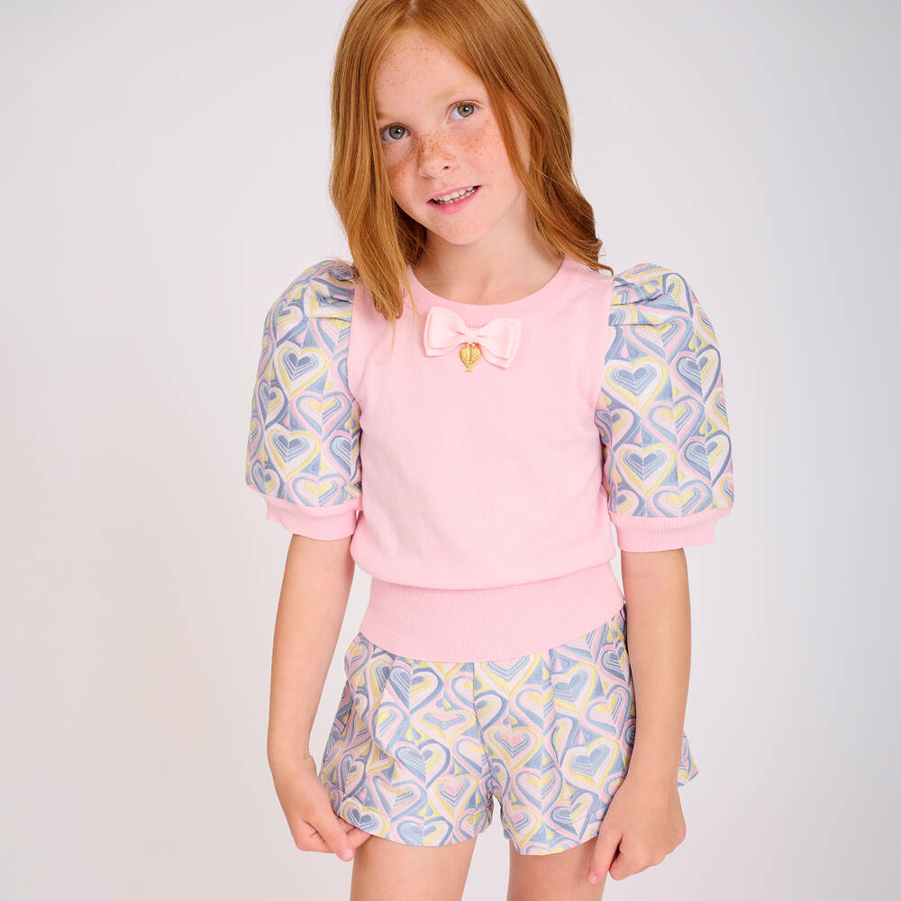 انجلز فيس-توب قطن محبوك لون زهري للبنات | Childrensalon Outlet