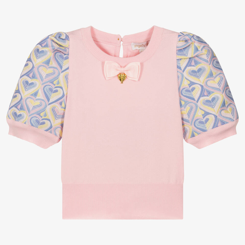 Angel's Face - Girls Pink Cotton Knit Top | Childrensalon