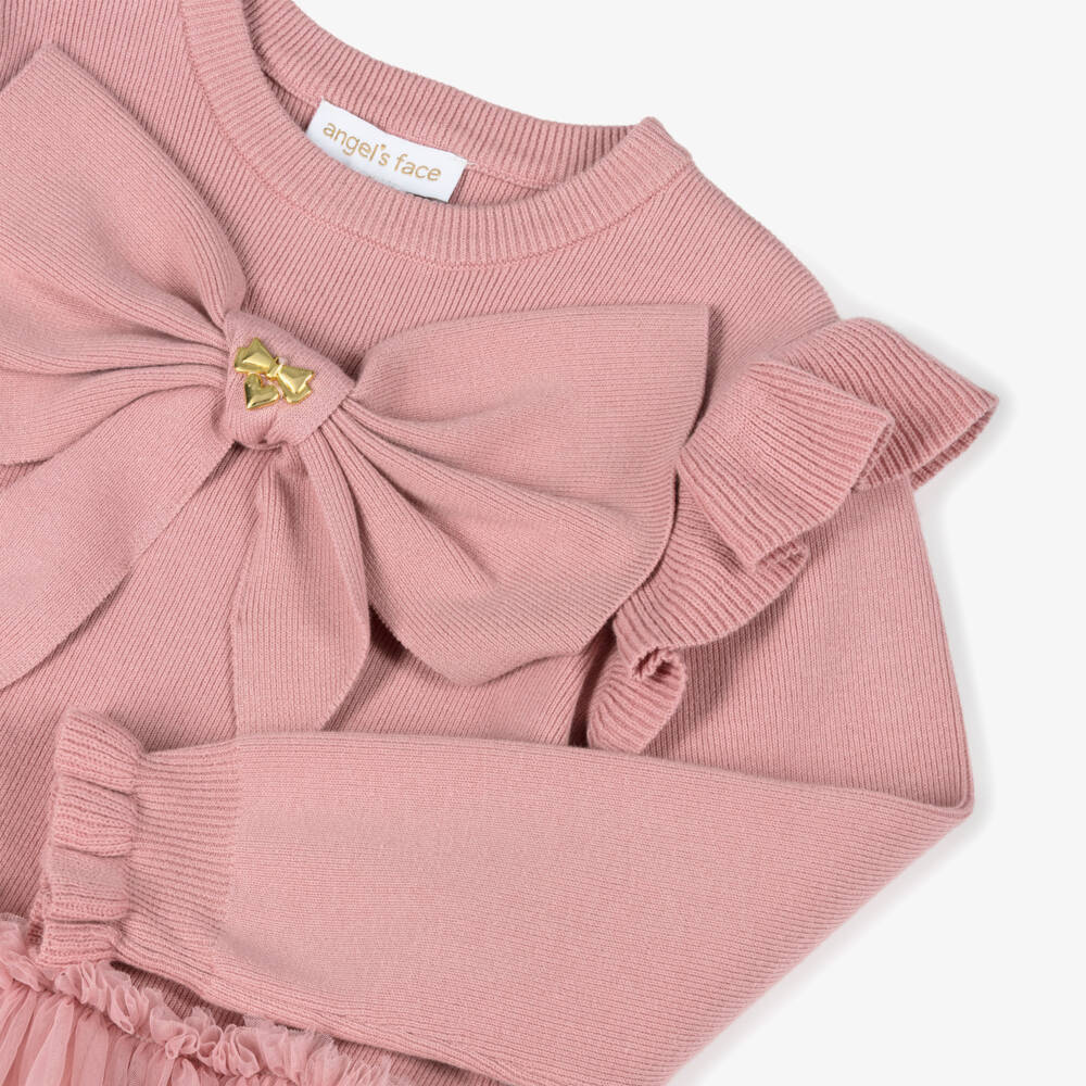 Angel's Face-فستان تول وردي قطن محبوك للبنات | Childrensalon Outlet