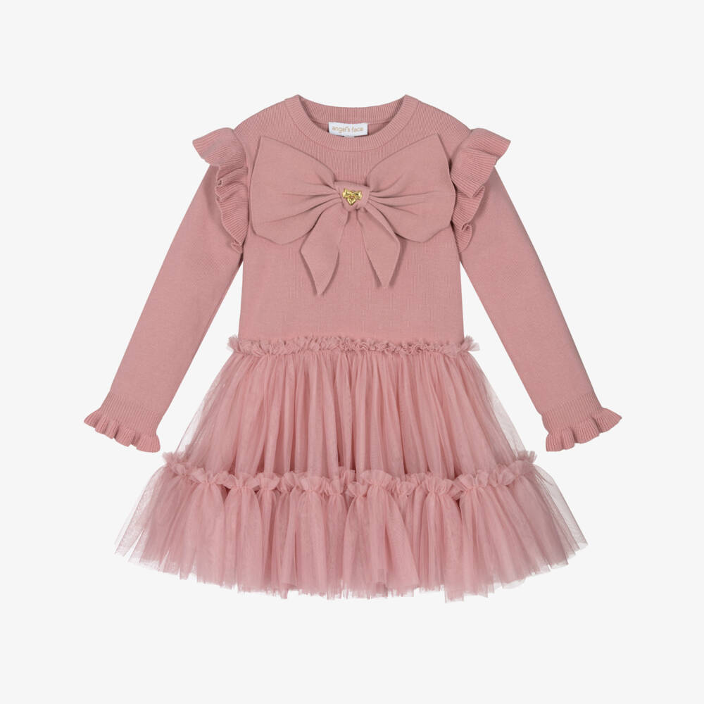 Angel's Face-فستان تول وردي قطن محبوك للبنات | Childrensalon Outlet
