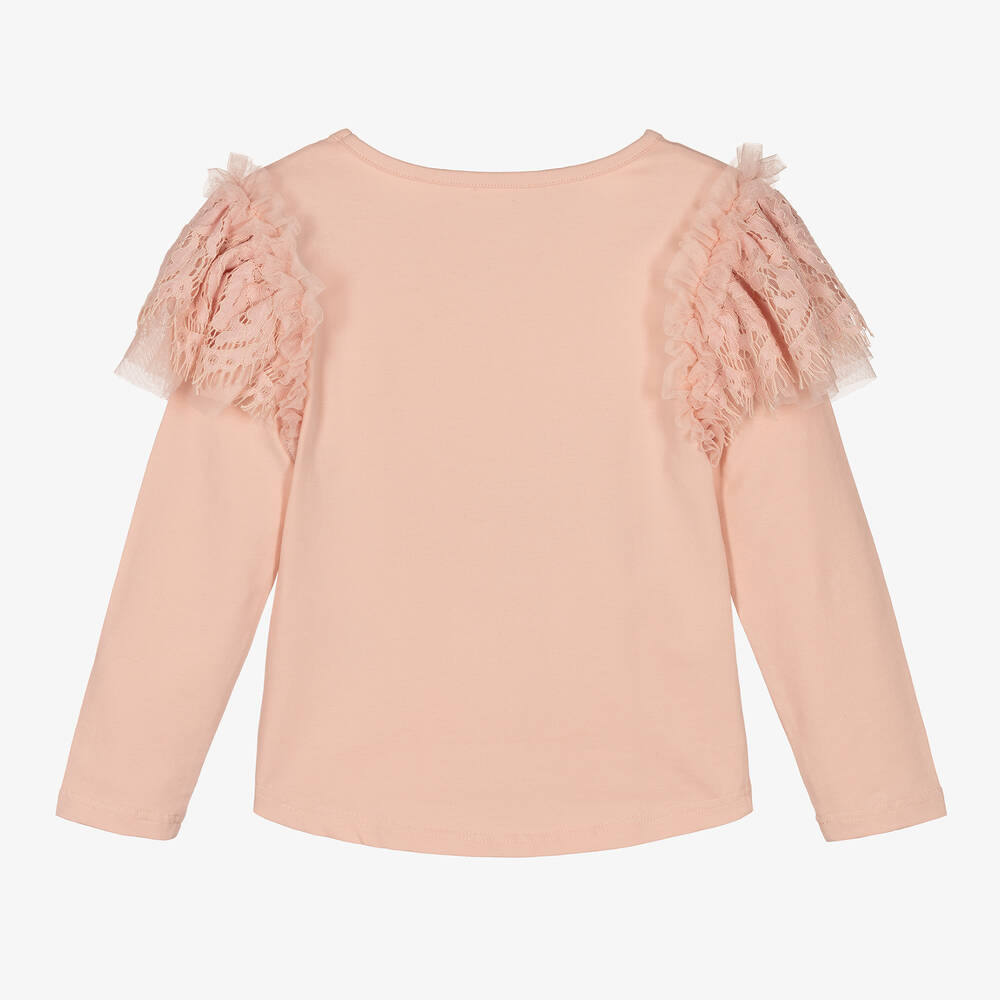 Angel's Face-Girls Pink Cotton Lace Trim Top | Childrensalon Outlet