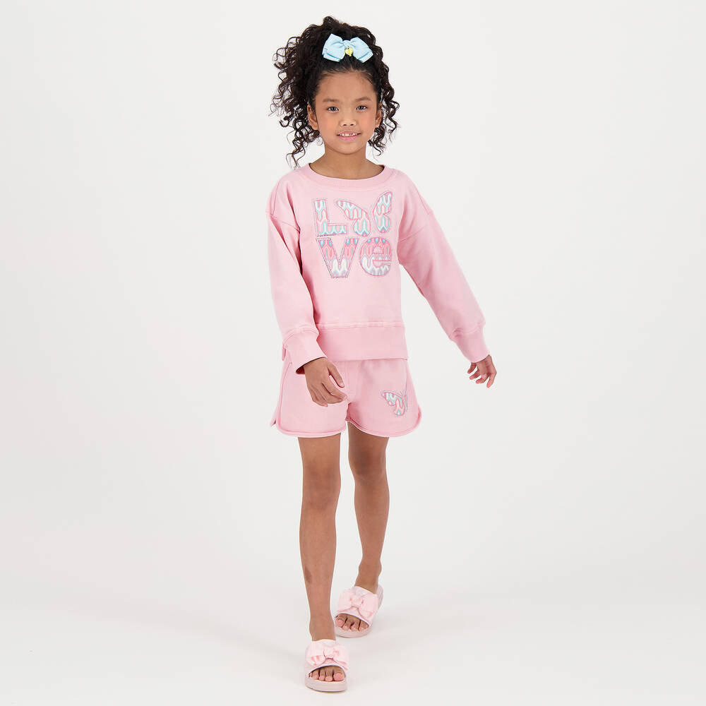 Angel's Face-Girls Pink Cotton Love Sweatshirt | Childrensalon Outlet
