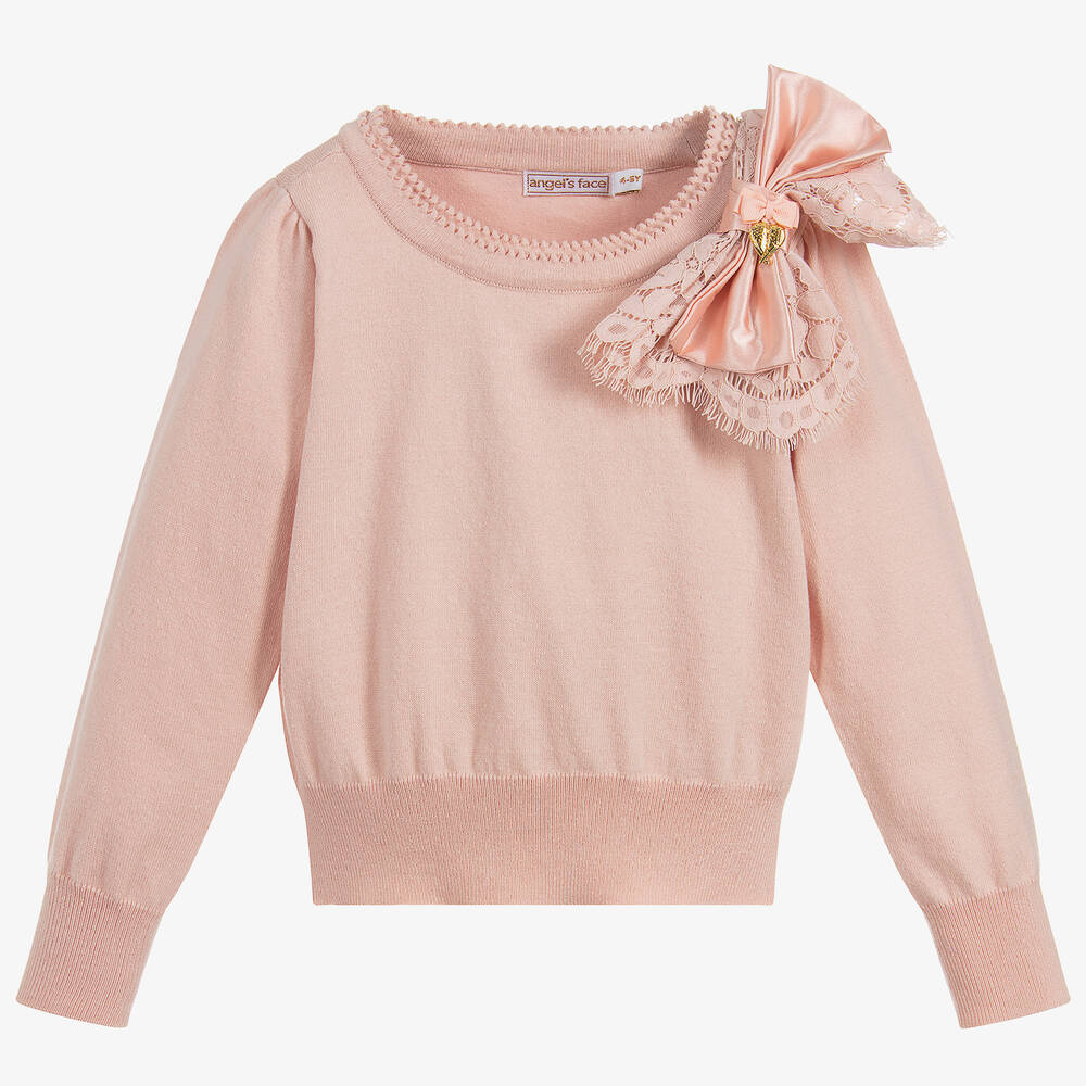 Angel's Face - Girls Pink Cotton Sweater | Childrensalon