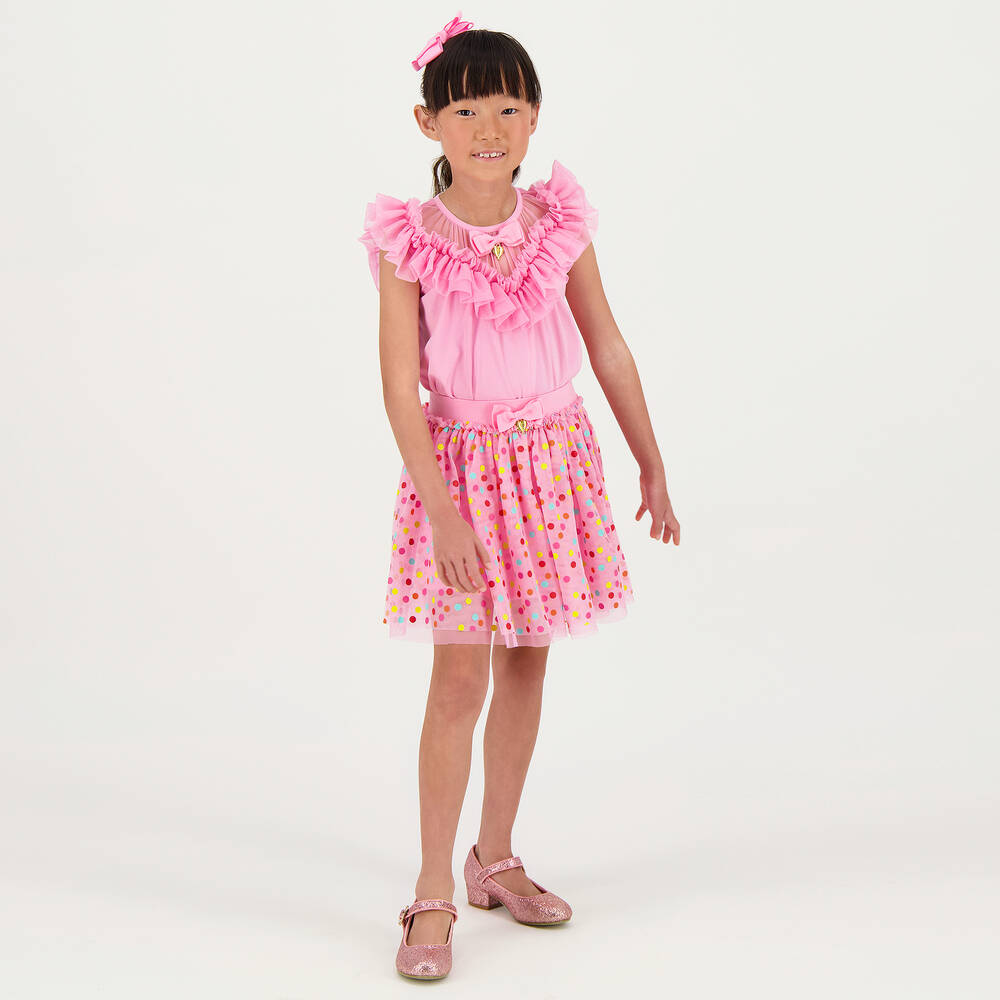 Angel's Face-Girls Pink Cotton & Tulle Top | Childrensalon Outlet