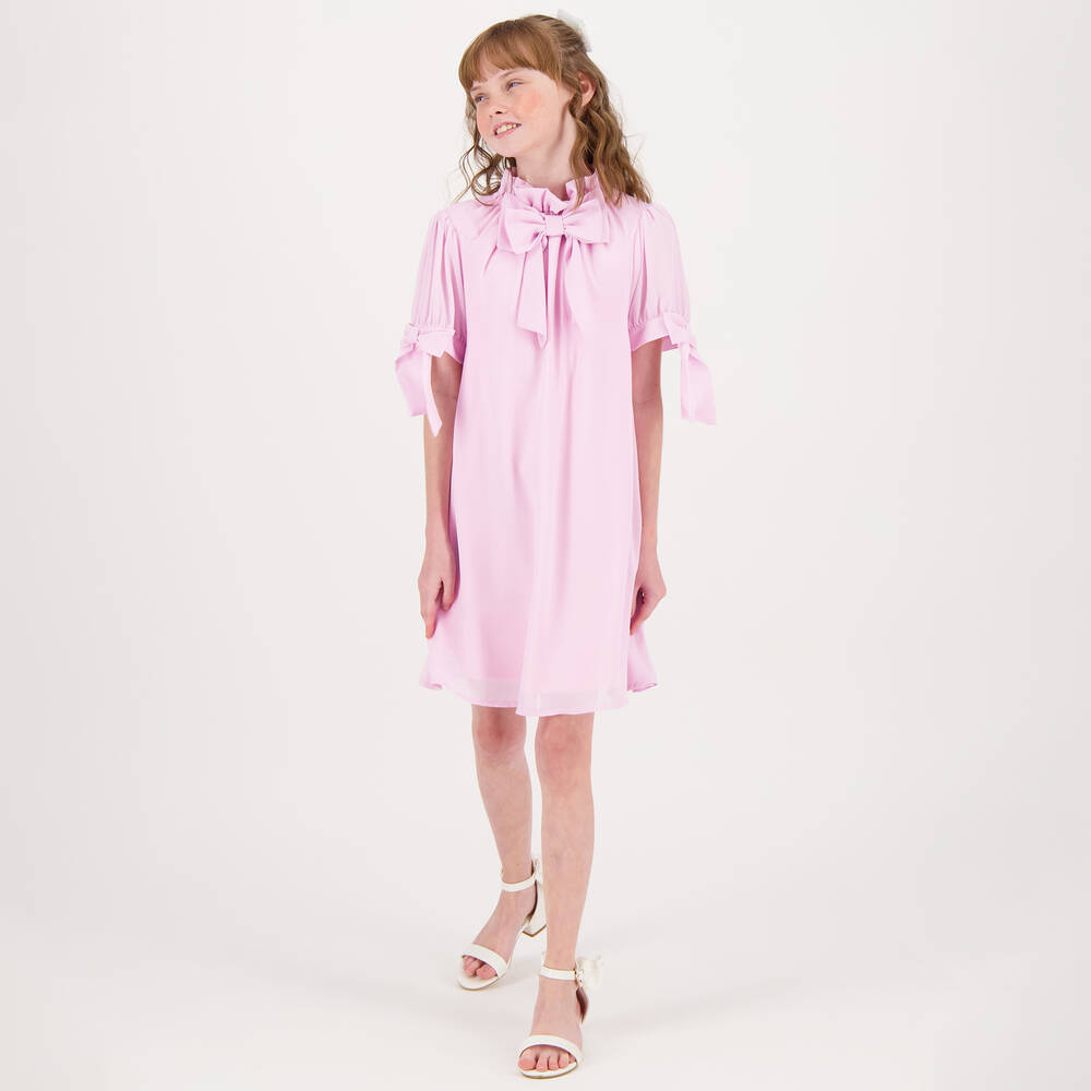 Angel's Face-Girls Pink Crêpe Chiffon Bow Dress | Childrensalon Outlet