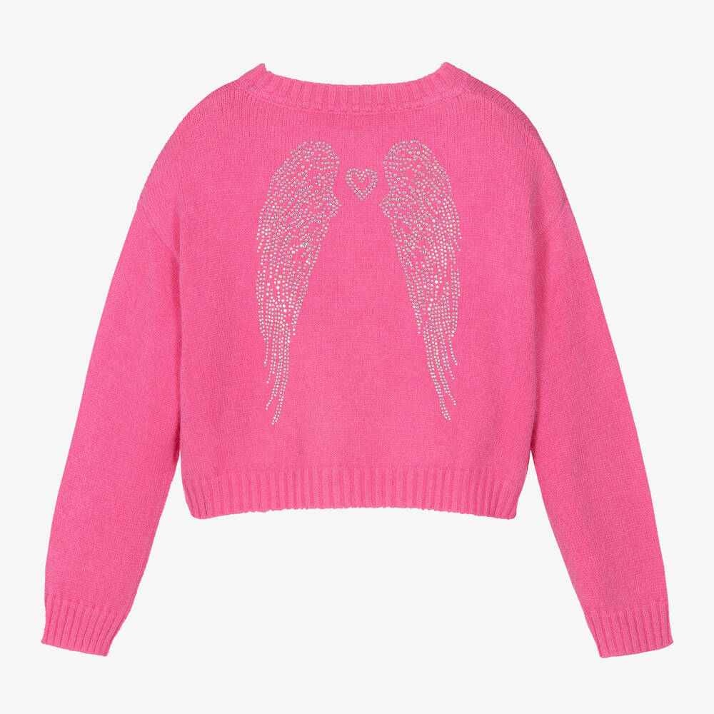 Angel's Face-Girls Pink Diamanté Wings Sweater | Childrensalon Outlet